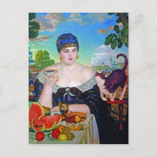 Boris Kustodievs maka och katt Vykort