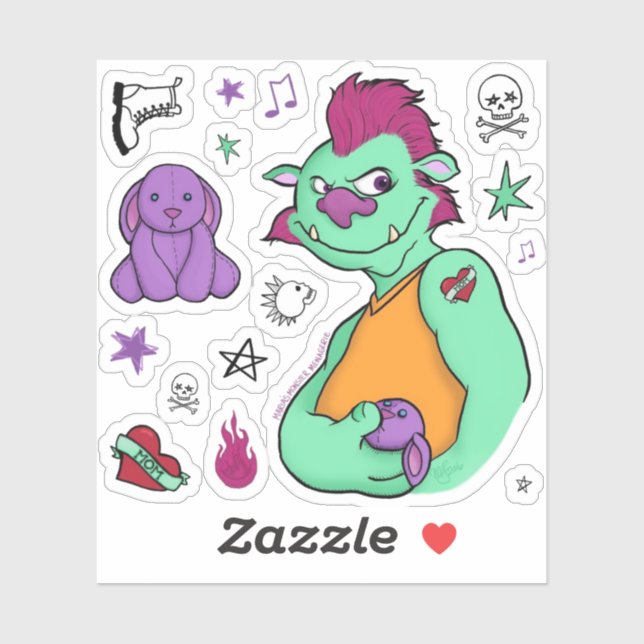 Boris, monstret, klisterkvarn klistermärken (Ark)