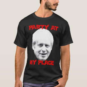 Boris Party vid min politiska Ställe Johnson men i T Shirt
