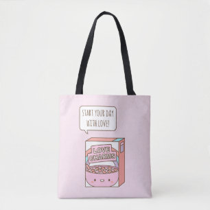 Börja din dag med kärleksfrukostflingor Rosa Tygkasse