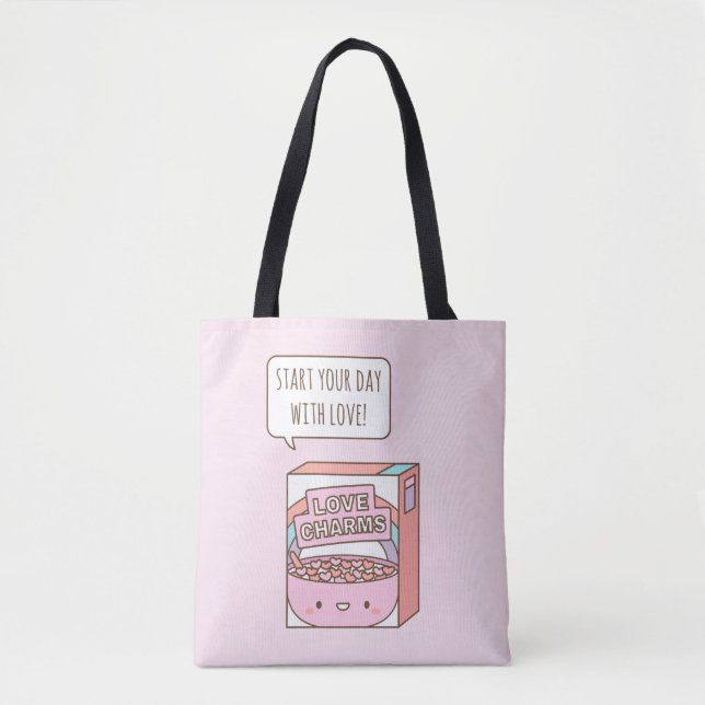 Börja din dag med kärleksfrukostflingor Rosa Tygkasse (Framsida)