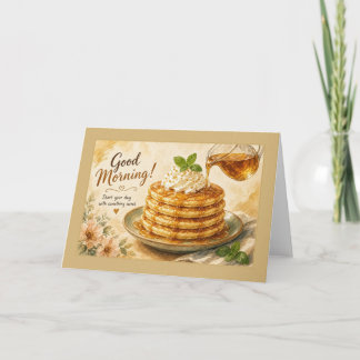 Börja din dag Söta gyllene sirapspannkakor Kort