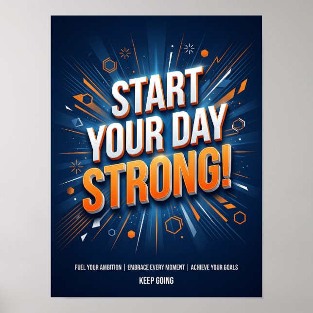 börja din dag starkt poster (Framsidan)