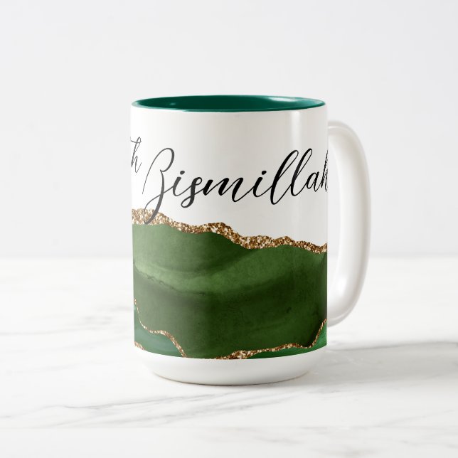 Börja med Bismillah Grön Agat Två-Tonad Mugg (Framsida höger)