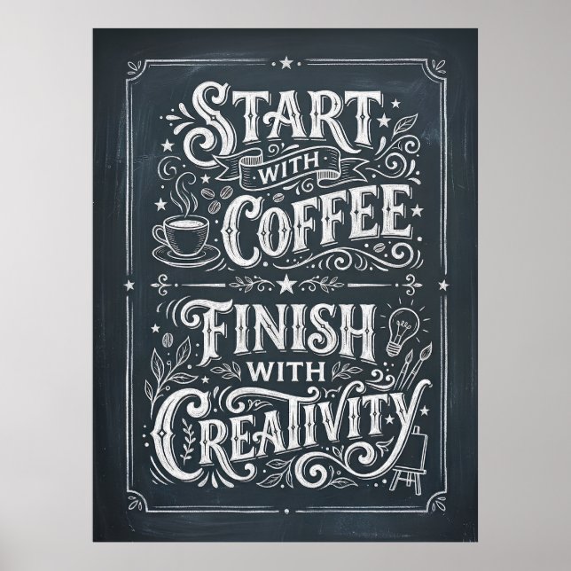 börja med kaffe avsluta med kreativitet poster (Framsidan)