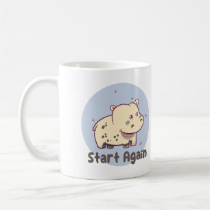 Börja om Kawaii baby, gullig hippo-leende Kaffemugg