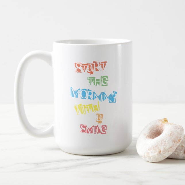 Börja på morgonen med en mil kaffemugg (Med munk)