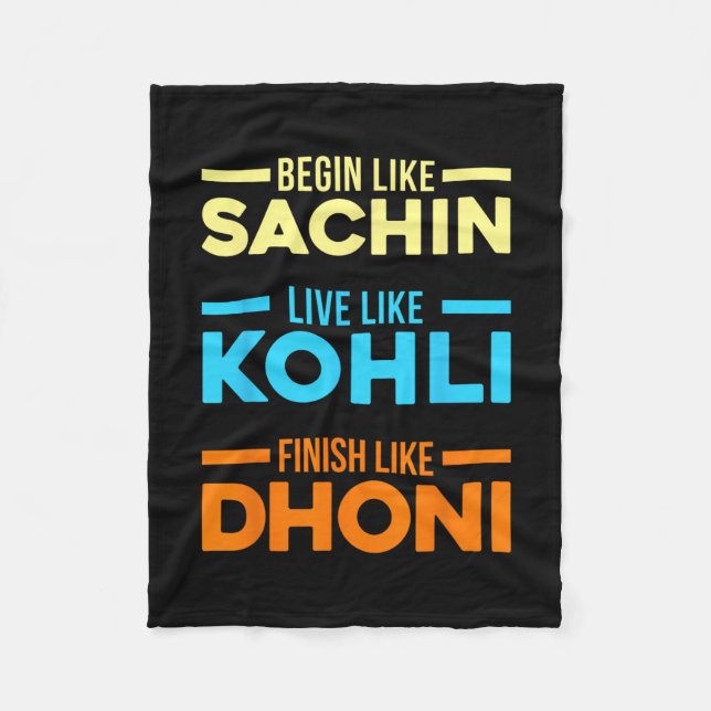 Börja Sachin Lev som Kohli Avsluta Dhoni Cricket  Fleecefilt (Framsidan)