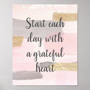 BÖRJA VARJE DAG MED EN GRATEFULLT HJÄRTAVGIFT POSTER