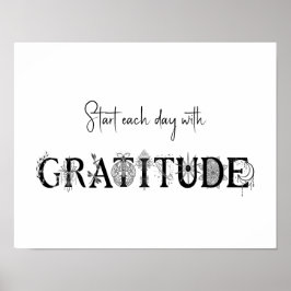 Börja varje dag med tacksamhet Lotus måne andlig Poster