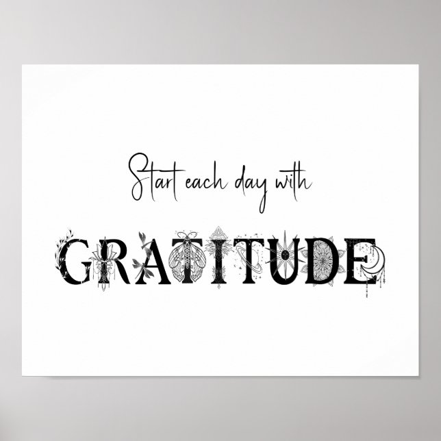 Börja varje dag med tacksamhet Lotus måne andlig Poster (Framsidan)