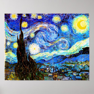 Början, natt Van Gogh Fine Art Poster