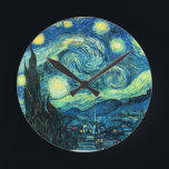 Början Nattkonst Rund Klocka<br><div class="desc">Starry Night är populär vintage av Vincent van Gogh. Post impressionist stil,  målad 1889 medan konstnären var på Saint Rémy,  Frankrike.</div>