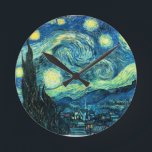 Början Nattkonst Rund Klocka<br><div class="desc">Starry Night är populär vintage av Vincent van Gogh. Post impressionist stil,  målad 1889 medan konstnären var på Saint Rémy,  Frankrike.</div>