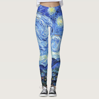 Början, nattliga van Gogh över trycklagarna Leggings