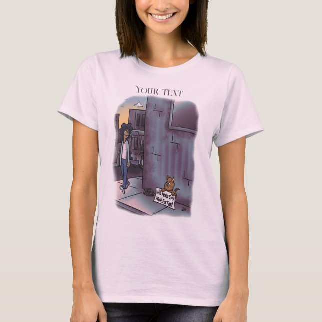Börjande Cat Rosa T-Shirt (Framsida)