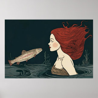 Börjar bli en Sjöjungfru. Kisserad av Fisken Kung Poster