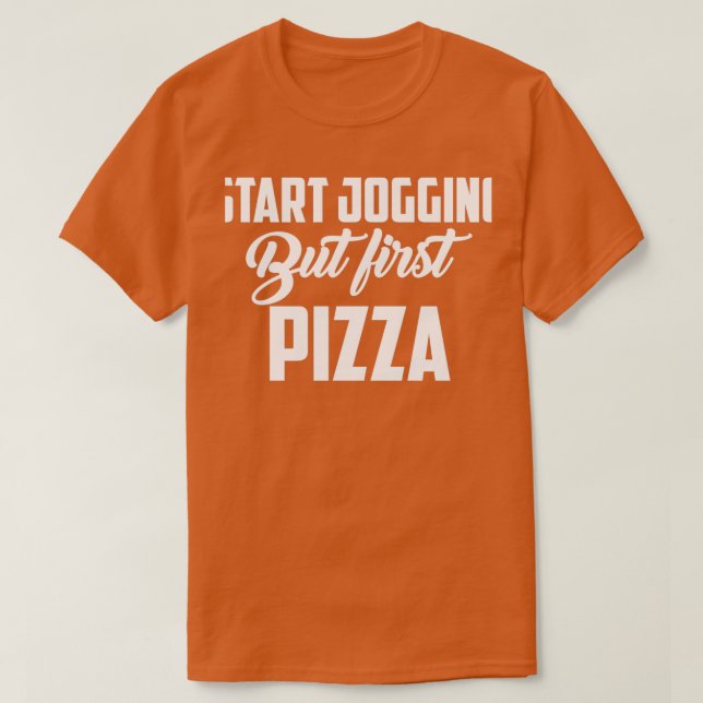 Börjar, men första pizza springa marathon t shirt (Design framsida)