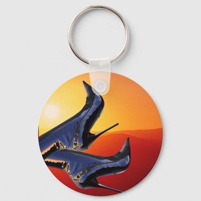 Börjbild med en färgstark solnedgång nyckelring (Framsida)