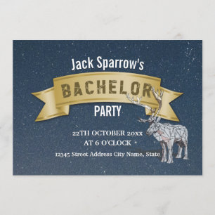 Börjinbjudan till Bachelor Stag Party Guld-stjärno Inbjudningar