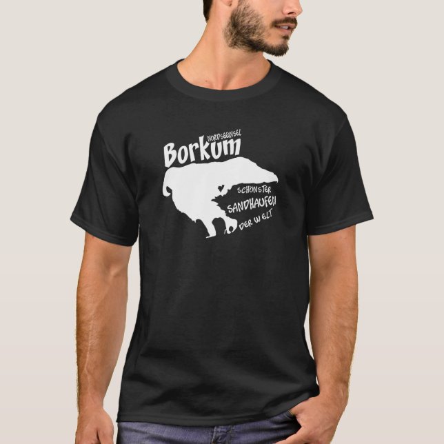 Borkum Bevackra Sand Pile i Nordsjön T Shirt (Framsida)