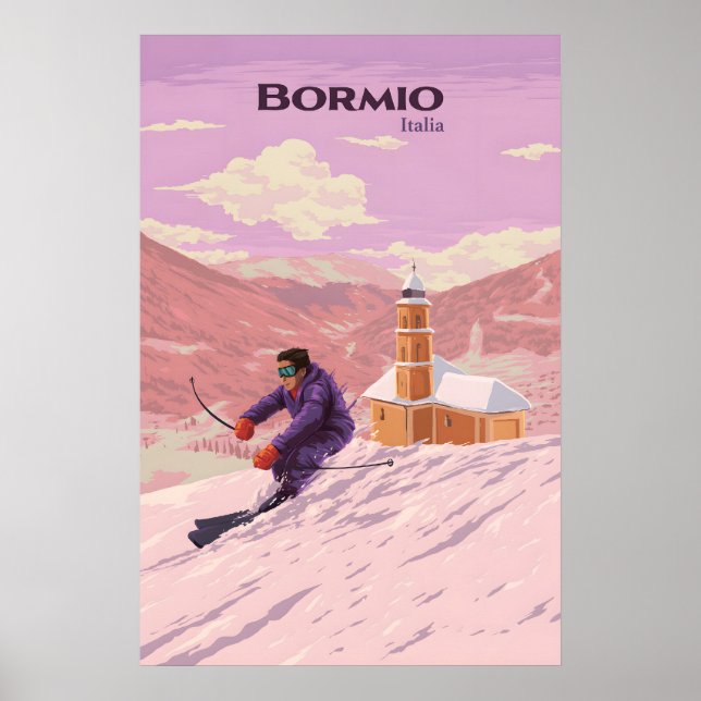 Bormio Ski Resort Travel Poster (Framsidan)