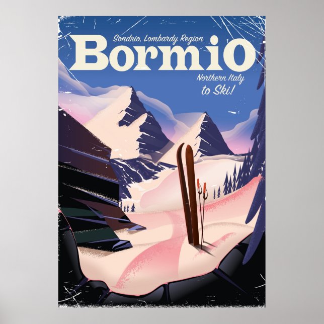 Bormio, Sondrio, Lombardiet, Italien-skidor poster (Framsidan)