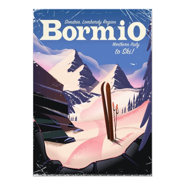 Bormio, Sondrio, Lombardiet, Italien-skidor poster (Framsidan)