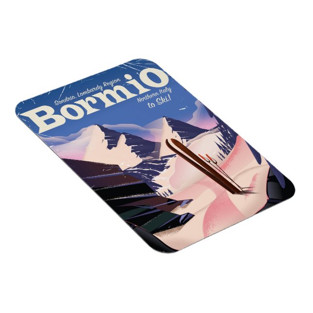 Bormio, Sondrio, Lombardiet, Italien-skidor poster Magnet (Högersidan)