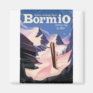 Bormio, Sondrio, Lombardiet, Italien-skidor poster Magnet