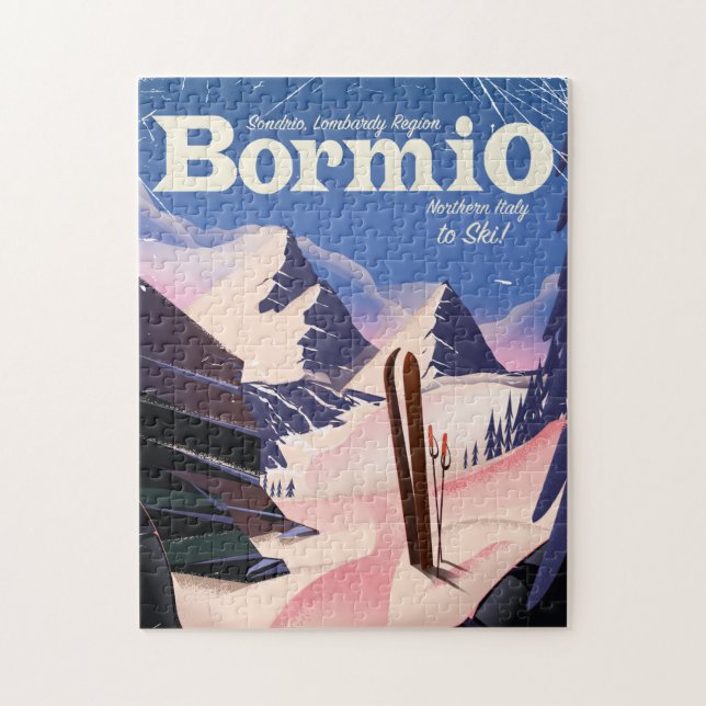 Bormio, Sondrio, Lombardiet, Italien-skidor poster Pussel (Vertikal)