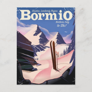 Bormio, Sondrio, Lombardiet, Italien-skidor poster Vykort