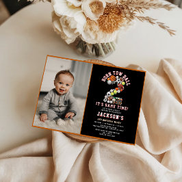 Born 2 Ball Sport Themed Boy 2nd Birthday Party Inbjudningar