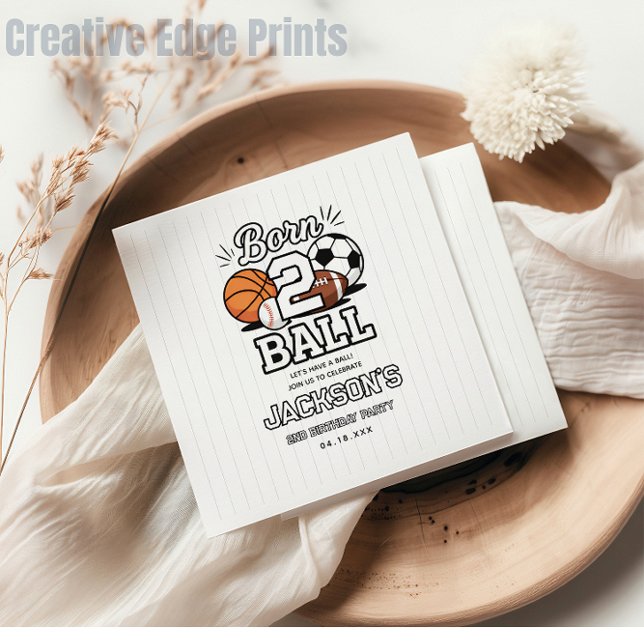 Born 2 Ball Sports Themed Boy 2nd Birthday Party Pappersservett (Born 2 Ball Sports Themed Boy 2nd Birthday Party napkins)