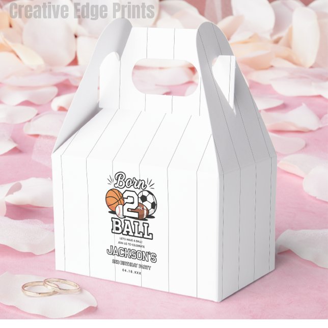 Born 2 Ball Sports Themed Boy 2nd Birthday Party Presentaskar (Born 2 Ball Sports Themed Boy 2nd Birthday Party Favor Boxes)