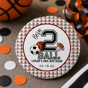 Born 2 Ball Sporttema Pojke 2-års födelsedagsfest Knapp