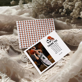 Born 2 Ball Sporttema Pojke 2-års födelsedagsfest Tack Kort