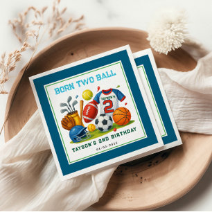 Born 2 Ball Sporttemad Pojkes 2-års Födelsedagsfes Pappersservett