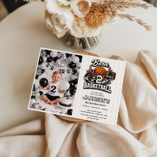 Born 2 Basketball Sports Themed Boy 2nd Birthday Inbjudningar