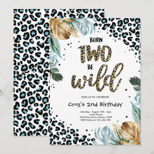 Born 2 BE Vild Boy Jungle Leopard Print Birthday Inbjudningar