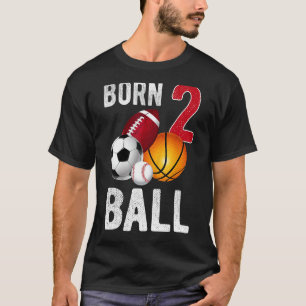 Born 2 Boll Birthday Boy Girl 2 2 års ålder Balle T Shirt