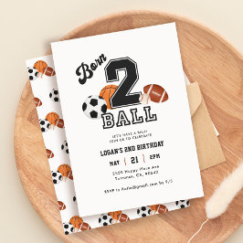 Born 2 Boll sport Thégno 2:a födelsedagen Party Inbjudningar