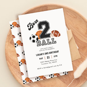 Born 2 Boll sport Thégno 2:a födelsedagen Party Inbjudningar