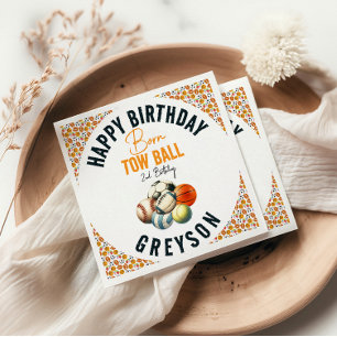Born 2 Boll sport Thégno 2:a födelsedagen Party Pappersservett