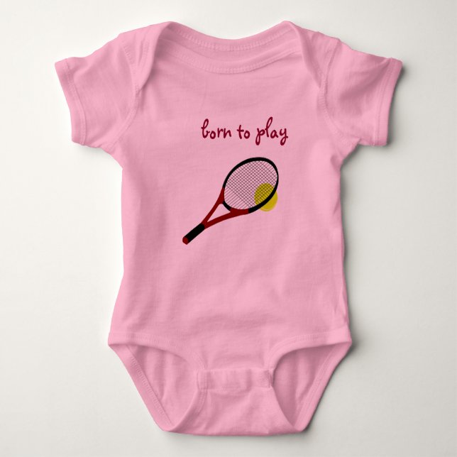 Born att leka, Tennis Boll och Racquet, Trendigets T Shirt (Framsida)