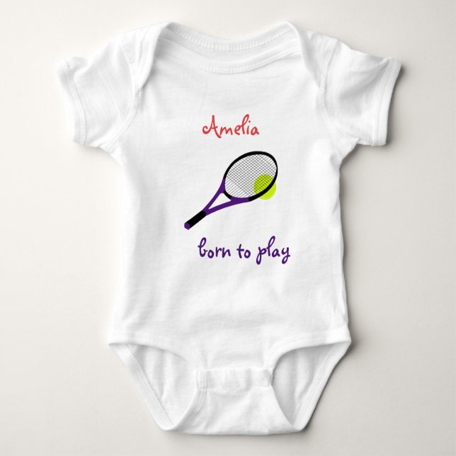 Born att spela, Tennis Boll och Racquet, Personali T Shirt (Framsida)