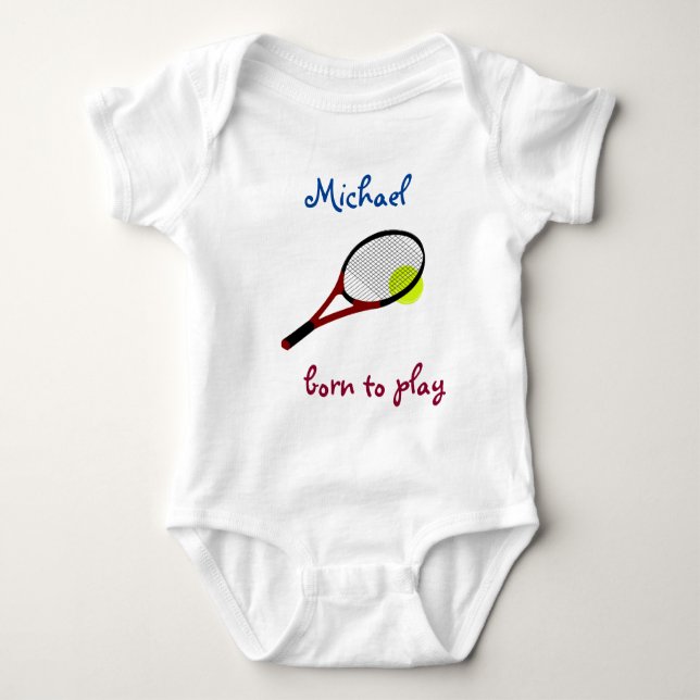 Born att spela, Tennis Boll och Racquet, Personali T Shirt (Framsida)
