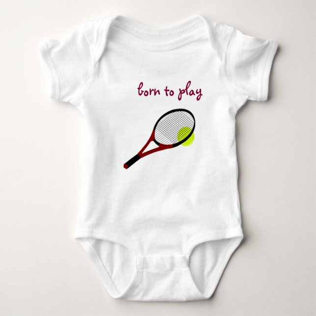 Born att spela, Tennis Boll och Racquet, Trendig C T Shirt (Framsida)