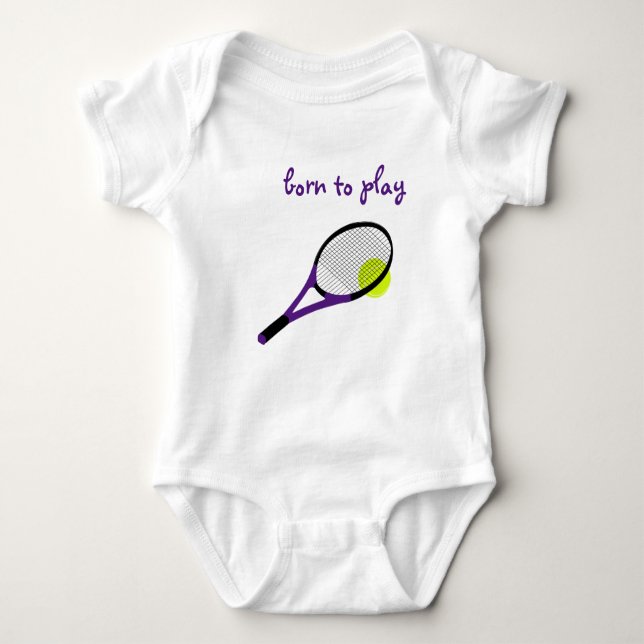 Born att spela, Tennis Boll och Racquet, Trendig C T Shirt (Framsida)