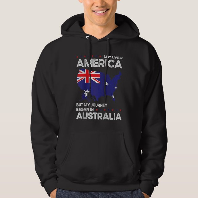 Born Australian Australia American USA Citizenship Hoodie (Framsida)